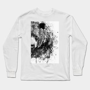 Black And White Half Faced Grizzly Bear Long Sleeve T-Shirt